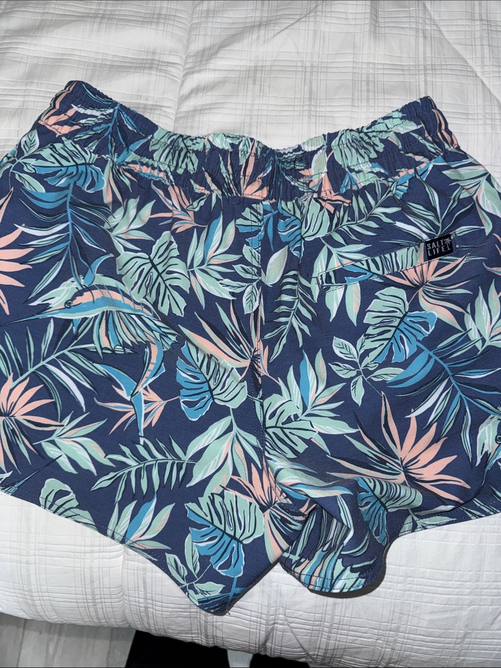 Salt Life Mint Long Sleeve Sun Shirt with Navy Tropical Print Shorts - Picture 11 of 15